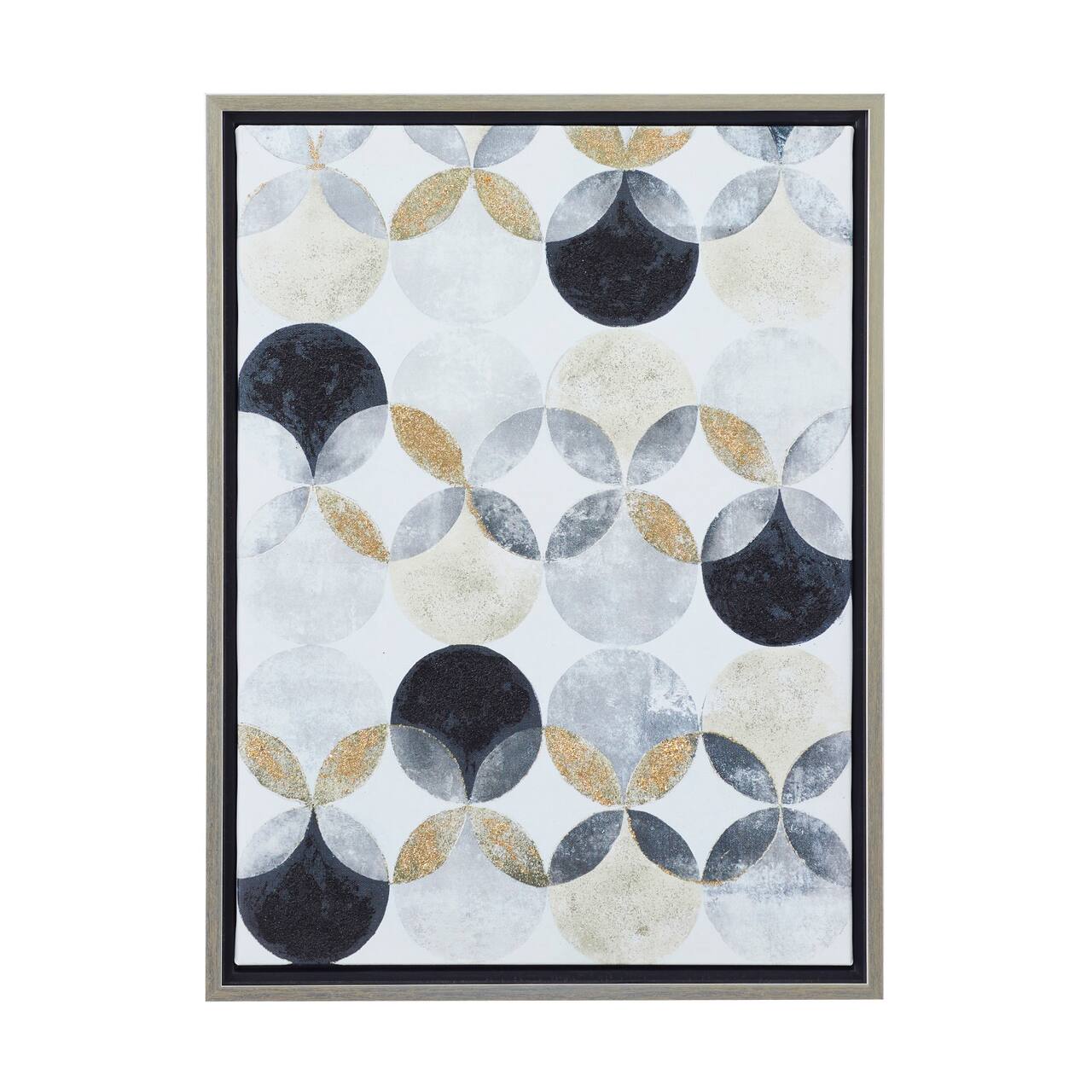 Gray Polystone Modern Framed Wall Art, 24" x 18" x 2"